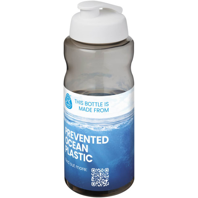 H2O Active® Eco Big Base 1L Sportflasche mit Klappdeckel - kohle - Logo 1