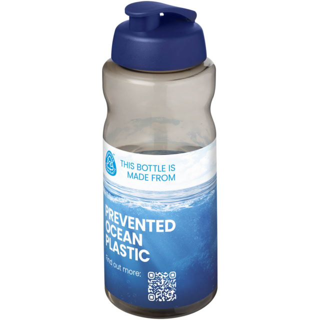 H2O Active® Eco Big Base 1L Sportflasche mit Klappdeckel - kohle - Logo 1