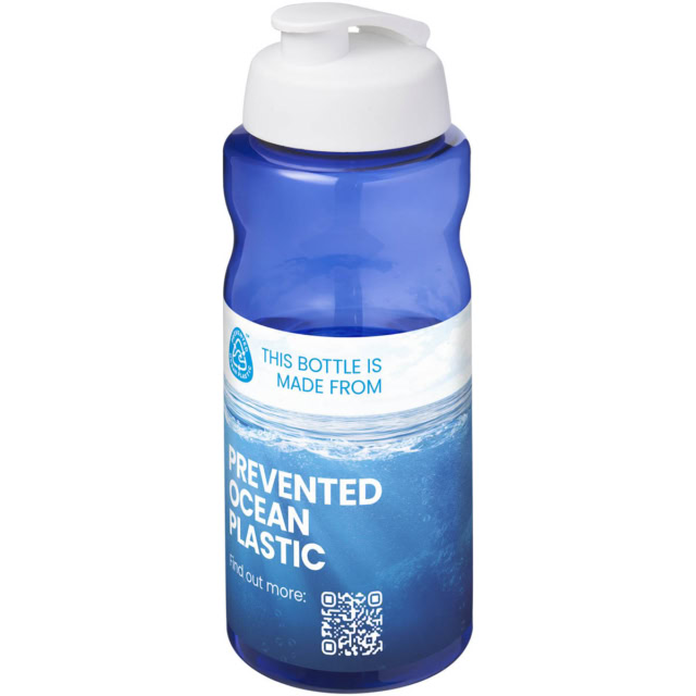 H2O Active® Eco Big Base 1L Sportflasche mit Klappdeckel - blau - Logo 1