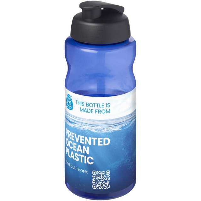 H2O Active® Eco Big Base 1L Sportflasche mit Klappdeckel - blau - Logo 1