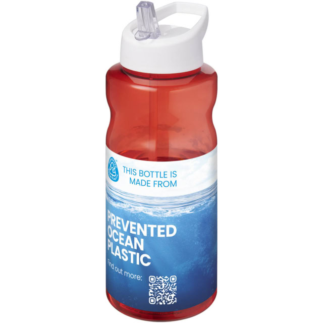 H2O Active® Eco Big Base 1L Sportflasche mit Ausgussdeckel - rot - Logo 1