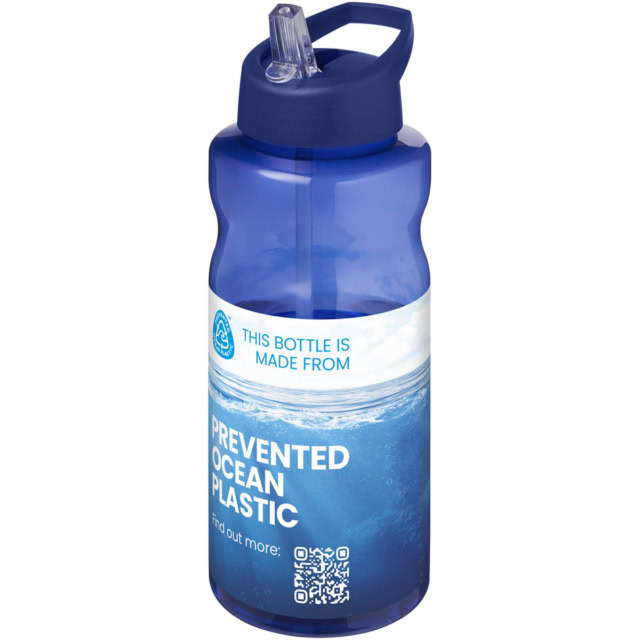 H2O Active® Eco Big Base 1L Sportflasche mit Ausgussdeckel - blau - Logo 1