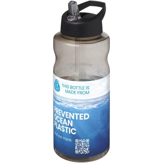 H2O Active® Eco Big Base 1L Sportflasche mit Ausgussdeckel - kohle - Logo 1