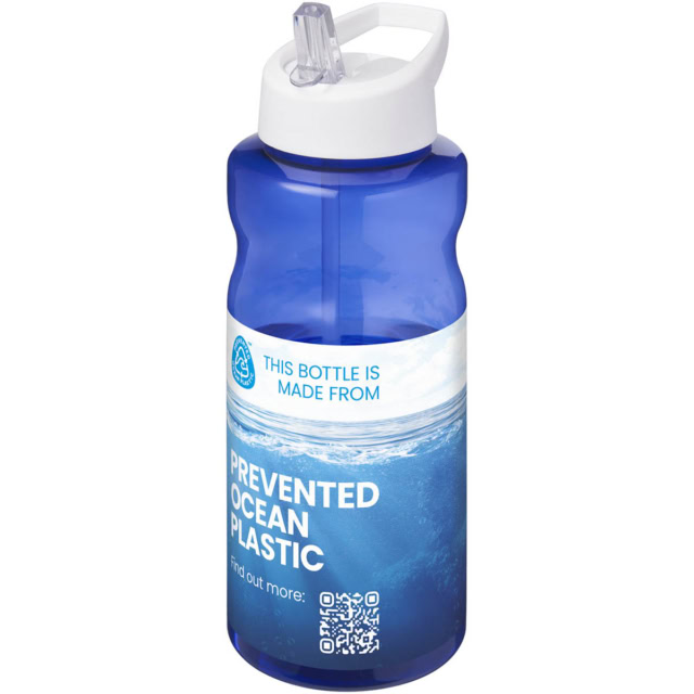 H2O Active® Eco Big Base 1L Sportflasche mit Ausgussdeckel - blau - Logo 1