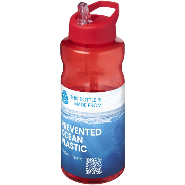 H2O Active® Eco Big Base 1L Sportflasche mit Ausgussdeckel - rot - Logo 1