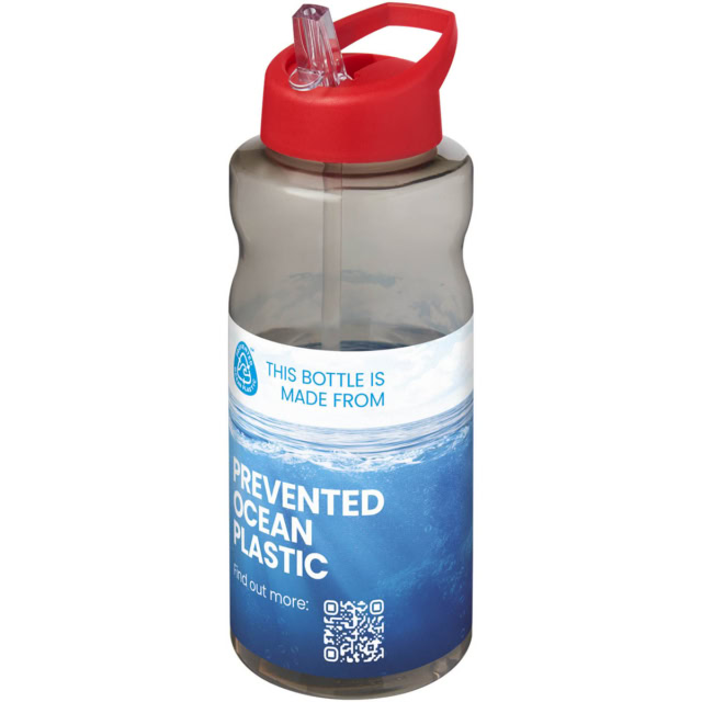 H2O Active® Eco Big Base 1L Sportflasche mit Ausgussdeckel - kohle - Logo 1