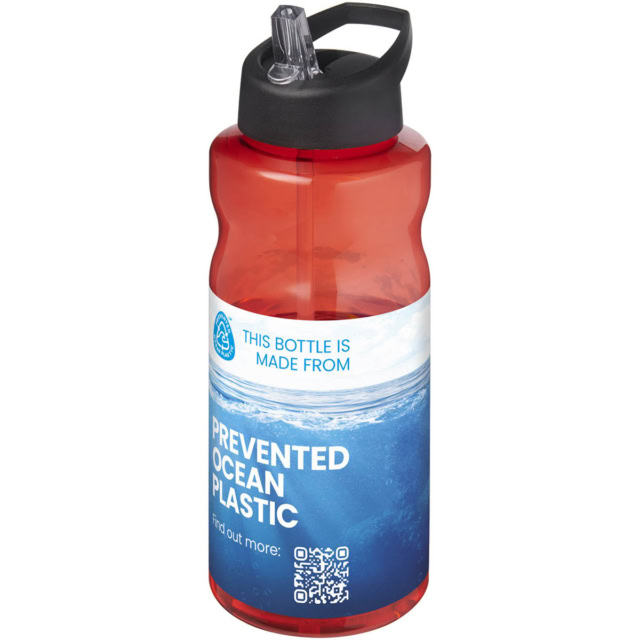 H2O Active® Eco Big Base 1L Sportflasche mit Ausgussdeckel - rot - Logo 1