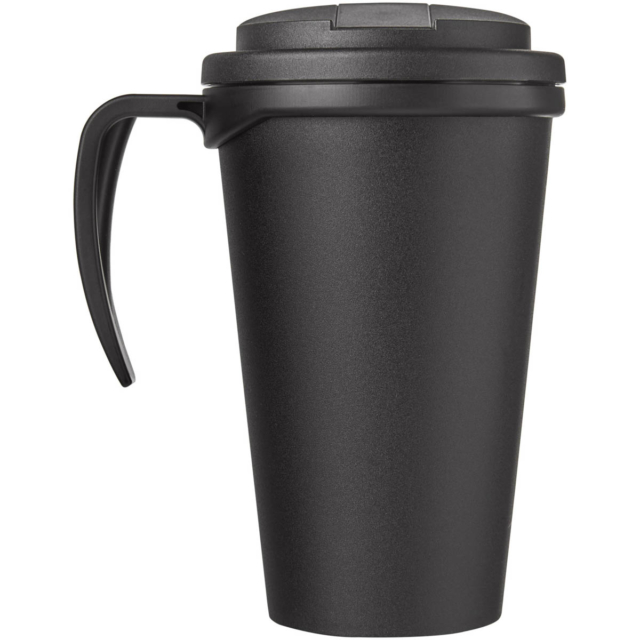 Americano® Grande 350 ml Isolierbecher mit auslaufsicherem Schraubverschluss - schwarz glänzend - Rückseite