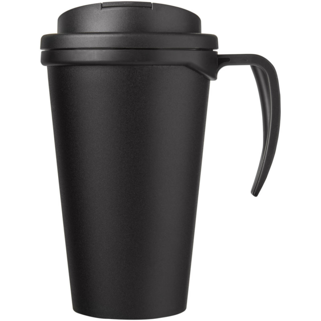 Americano® Grande 350 ml Isolierbecher mit auslaufsicherem Schraubverschluss - schwarz glänzend - Vorderseite