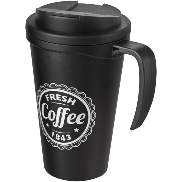 Americano® Grande 350 ml Isolierbecher mit auslaufsicherem Schraubverschluss - schwarz glänzend - Logo 1