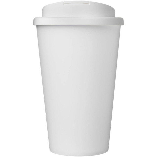 Americano® Eco 350 ml recycelter Becher mit auslaufsicherem Deckel - weiss - Vorderseite