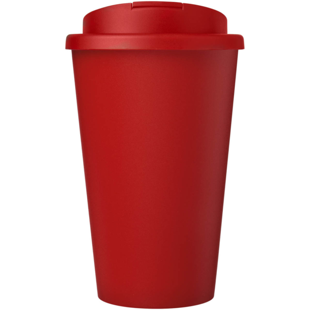 Americano® Eco 350 ml recycelter Becher mit auslaufsicherem Deckel - rot - Vorderseite