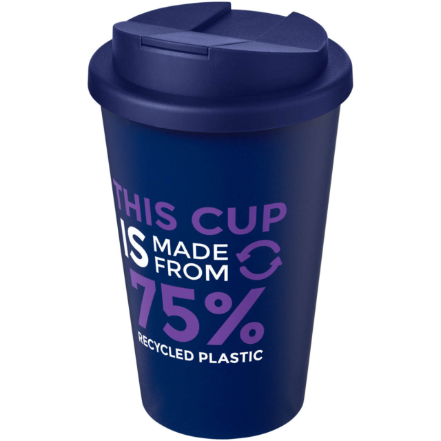 Americano® Eco 350 ml recycelter Becher mit auslaufsicherem Deckel - blau - Logo 1