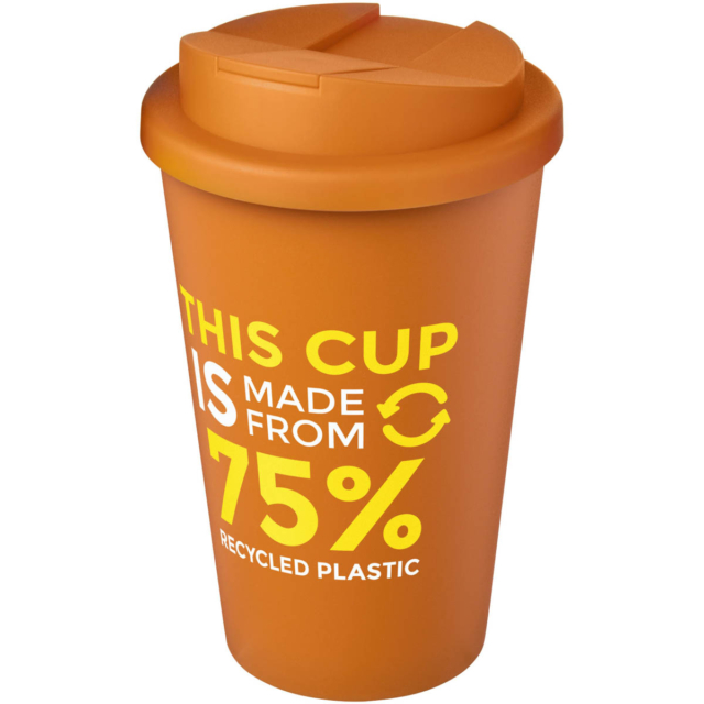 Americano® Eco 350 ml recycelter Becher mit auslaufsicherem Deckel - orange - Logo 1