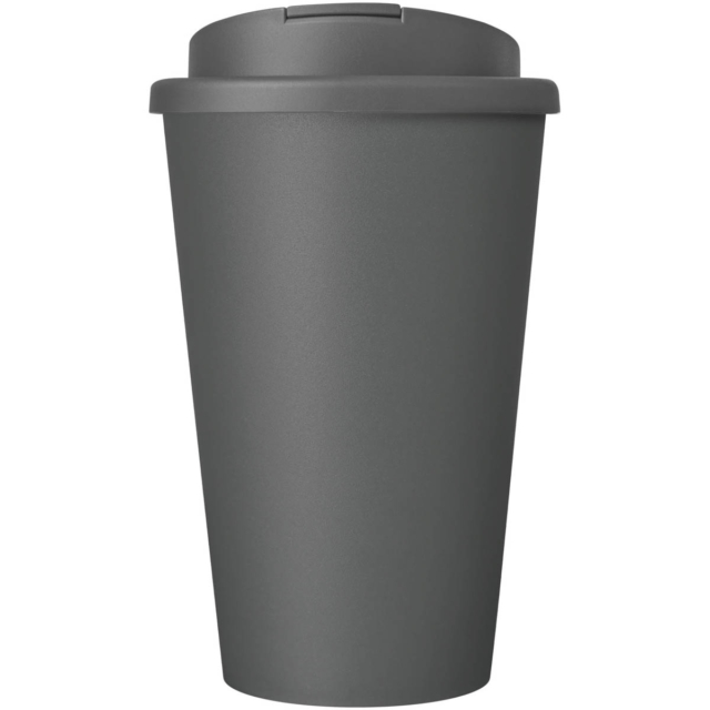 Americano® Eco 350 ml recycelter Becher mit auslaufsicherem Deckel - grau - Vorderseite