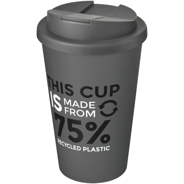 Americano® Eco 350 ml recycelter Becher mit auslaufsicherem Deckel - grau - Logo 1