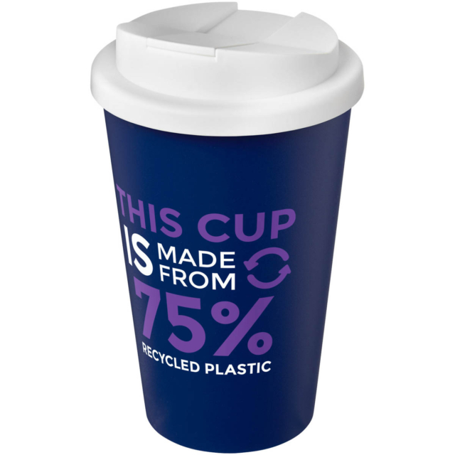 Americano® Eco 350 ml recycelter Becher mit auslaufsicherem Deckel - blau - Logo 1