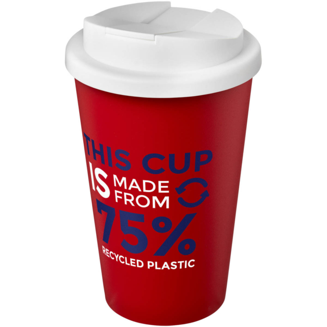 Americano® Eco 350 ml recycelter Becher mit auslaufsicherem Deckel - rot - Logo 1