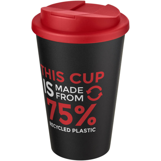 Americano® Eco 350 ml recycelter Becher mit auslaufsicherem Deckel - rot - Logo 1