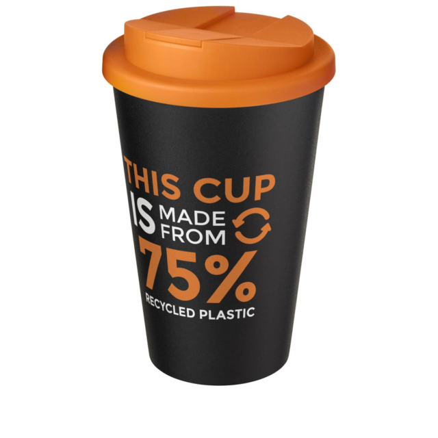 Americano® Eco 350 ml recycelter Becher mit auslaufsicherem Deckel - orange - Logo 1