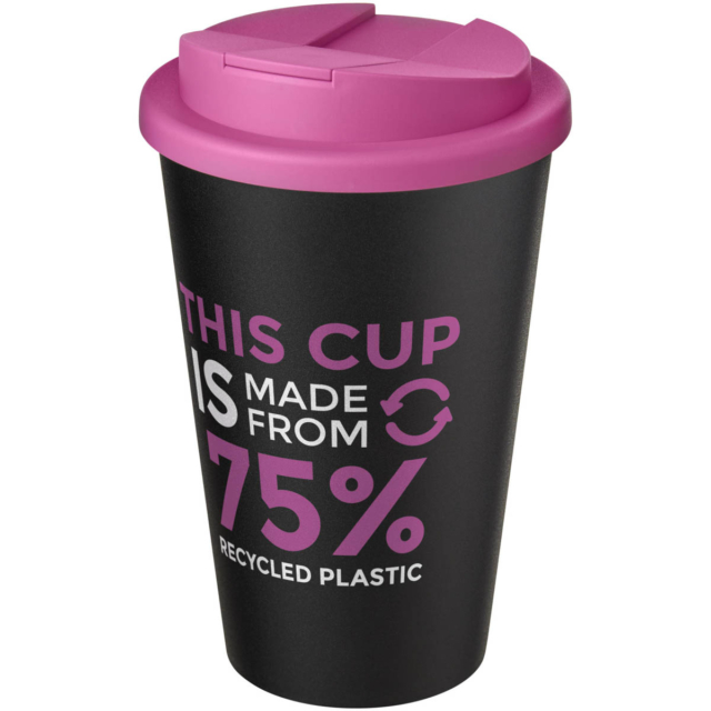 Americano® Eco 350 ml recycelter Becher mit auslaufsicherem Deckel - rosa - Logo 1