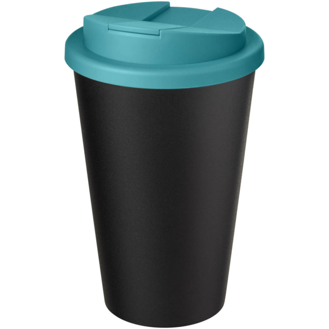 Americano® Eco 350 ml recycelter Becher mit auslaufsicherem Deckel - aquablau - Hauptfoto