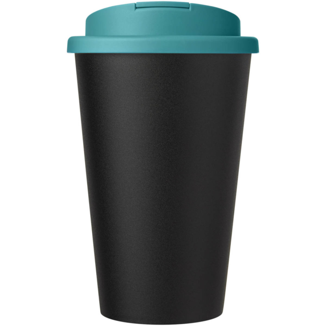 Americano® Eco 350 ml recycelter Becher mit auslaufsicherem Deckel - aquablau - Vorderseite