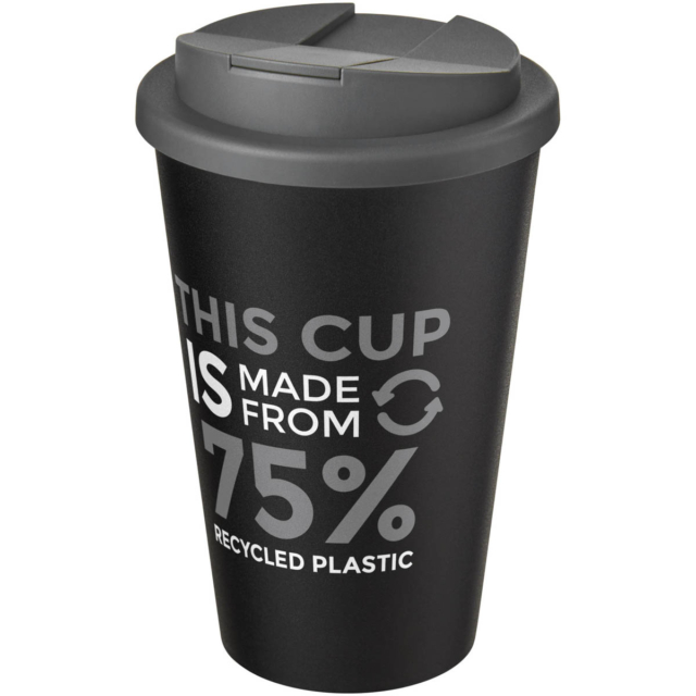 Americano® Eco 350 ml recycelter Becher mit auslaufsicherem Deckel - grau - Logo 1