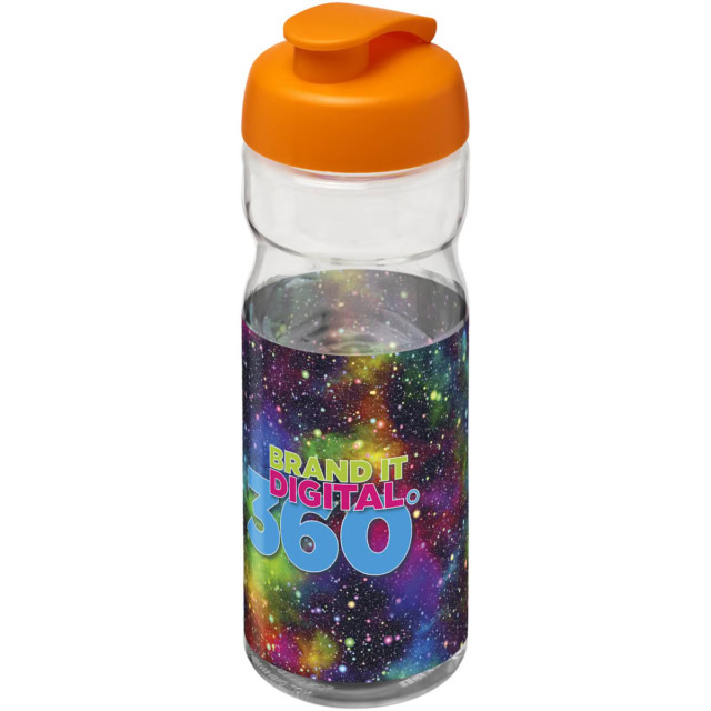 H2O Active® Base Tritan™ 650 ml Sportflasche mit Klappdeckel - transparent klar - Logo 1