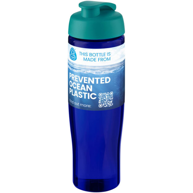 H2O Active® Eco Tempo 700 ml Sportflasche mit Klappdeckel - aquablau - Logo 1