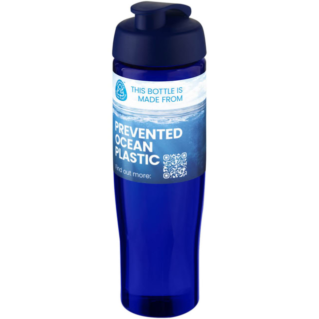 H2O Active® Eco Tempo 700 ml Sportflasche mit Klappdeckel - blau - Logo 1