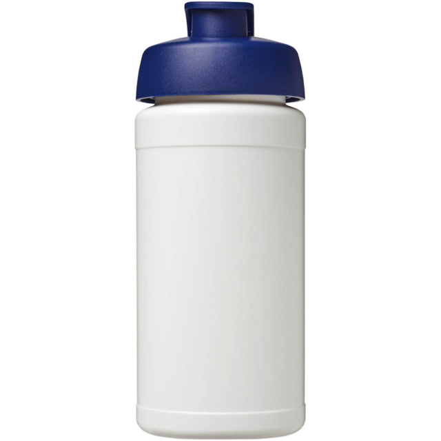 Baseline 500 ml recycelte Sportflasche mit Klappdeckel - weiss - Vorderseite