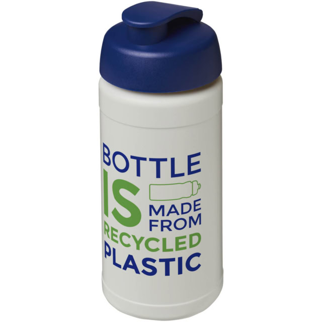 Baseline 500 ml recycelte Sportflasche mit Klappdeckel - natural - Logo 1