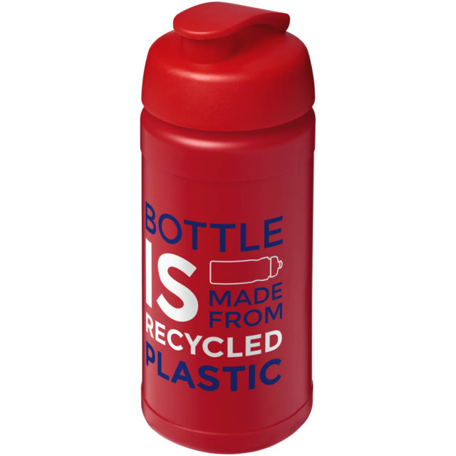 Baseline 500 ml recycelte Sportflasche mit Klappdeckel - rot - Logo 1