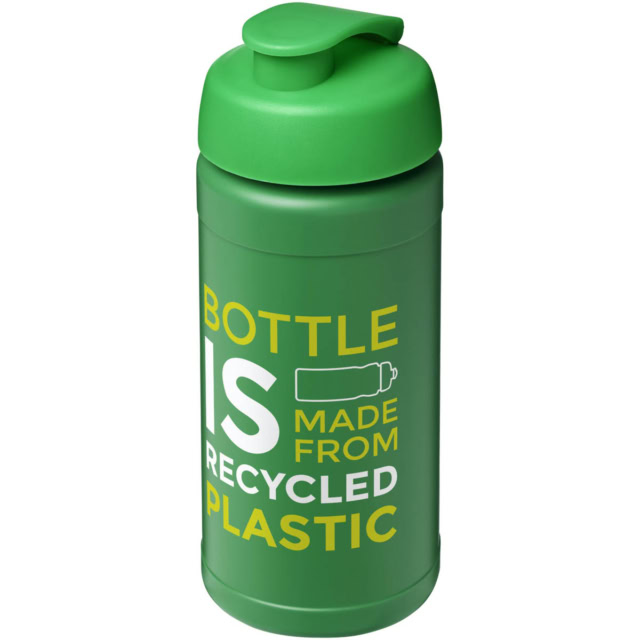 Baseline 500 ml recycelte Sportflasche mit Klappdeckel - grün - Logo 1