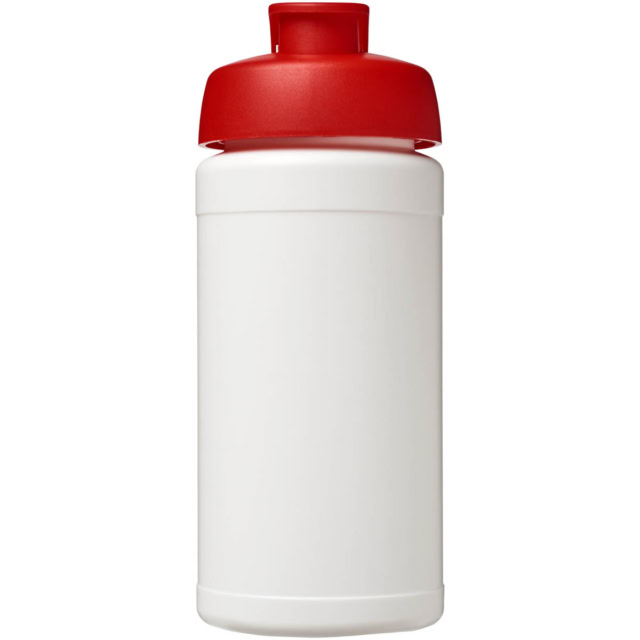 Baseline 500 ml recycelte Sportflasche mit Klappdeckel - weiss - Vorderseite