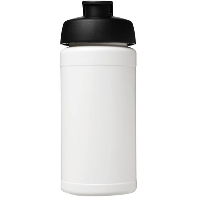 Baseline 500 ml recycelte Sportflasche mit Klappdeckel - weiss - Vorderseite