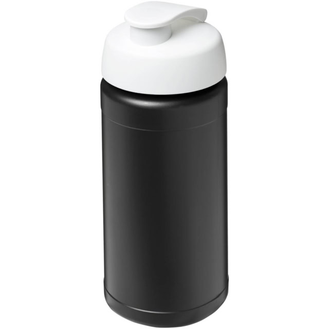 Baseline 500 ml recycelte Sportflasche mit Klappdeckel - schwarz - Hauptfoto