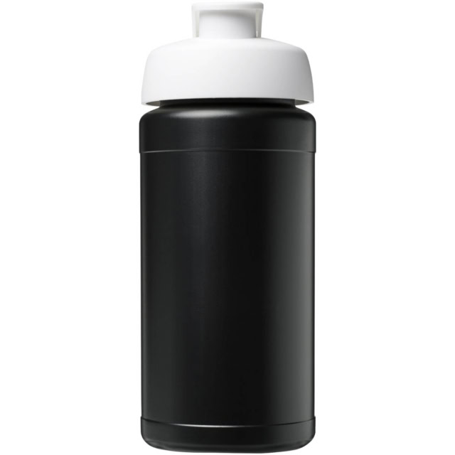 Baseline 500 ml recycelte Sportflasche mit Klappdeckel - schwarz - Vorderseite