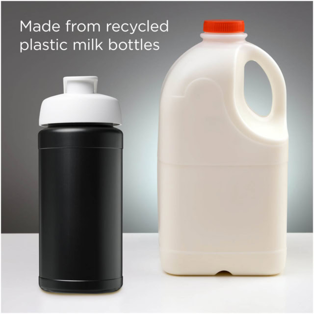 Baseline 500 ml recycelte Sportflasche mit Klappdeckel - schwarz - Stimmung 1