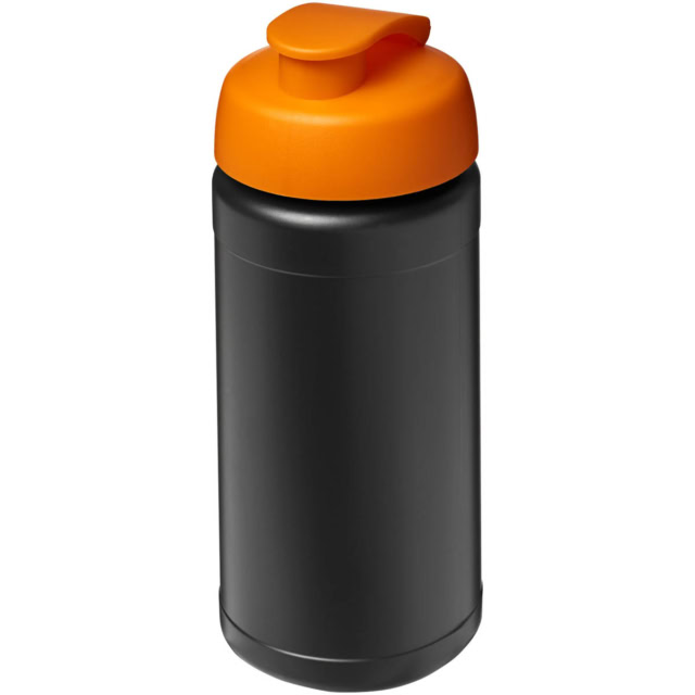 Baseline 500 ml recycelte Sportflasche mit Klappdeckel - schwarz - Hauptfoto