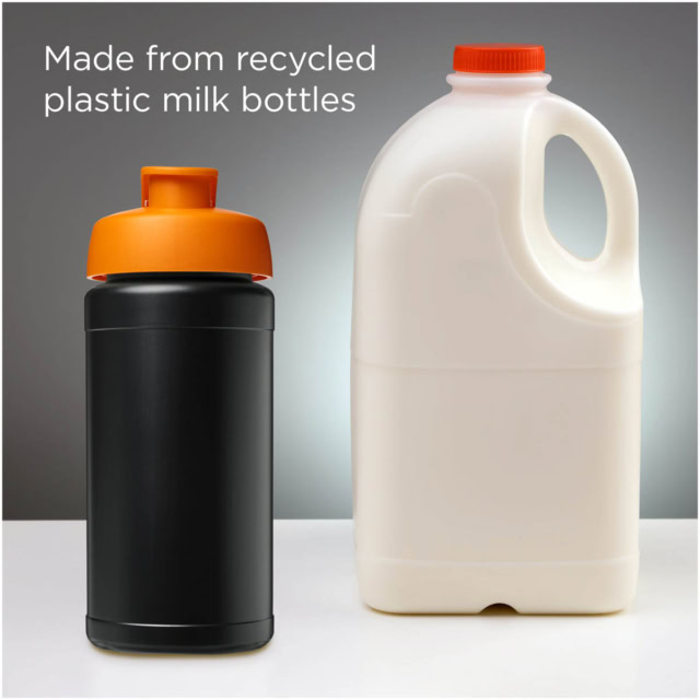 Baseline 500 ml recycelte Sportflasche mit Klappdeckel - schwarz - Stimmung 1