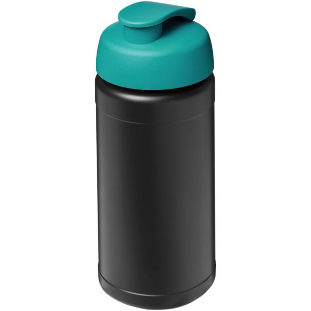 Baseline 500 ml recycelte Sportflasche mit Klappdeckel - schwarz - Hauptfoto