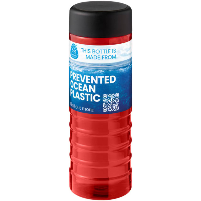 H2O Active® Eco Treble 750 ml Sportflasche mit Drehdeckel - rot - Logo 1