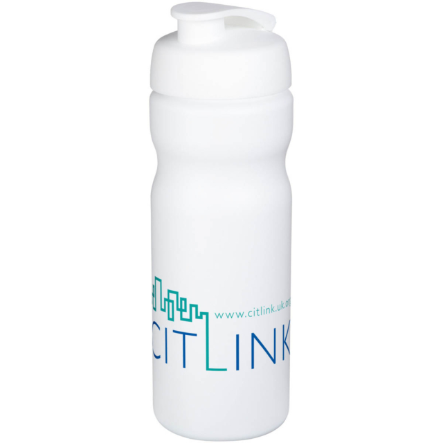 Baseline® Plus 650 ml Sportflasche mit Klappdeckel - weiss - Logo 1