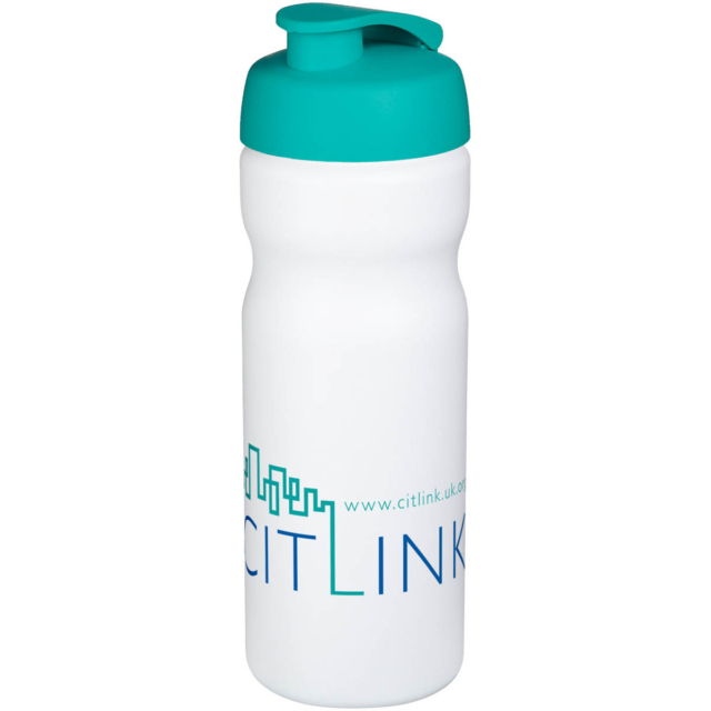 Baseline® Plus 650 ml Sportflasche mit Klappdeckel - weiss - Logo 1