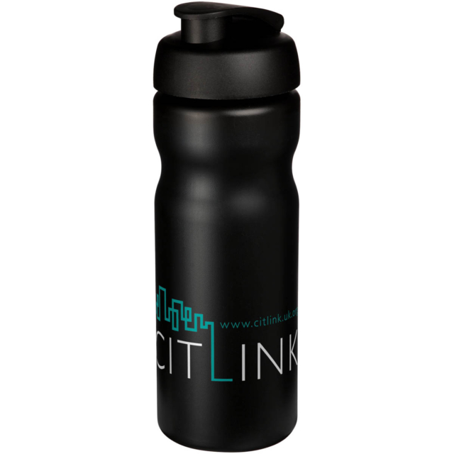 Baseline® Plus 650 ml Sportflasche mit Klappdeckel - schwarz - Logo 1