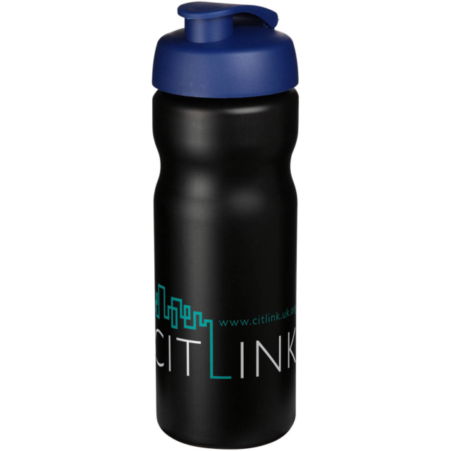 Baseline® Plus 650 ml Sportflasche mit Klappdeckel - schwarz - Logo 1