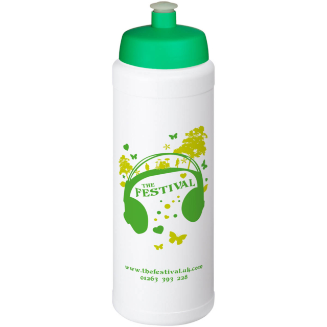 Baseline® Plus grip 750 ml Sportflasche mit Sportdeckel - weiss - Logo 1