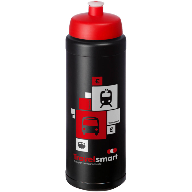 Baseline® Plus grip 750 ml Sportflasche mit Sportdeckel - schwarz - Logo 1